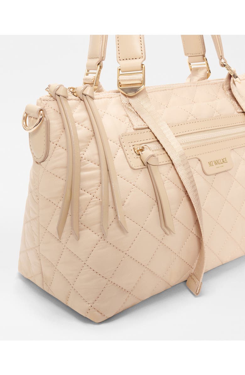 MZ Wallace Small Park Quilted Nylon Satchel, Alternate, color, Buff