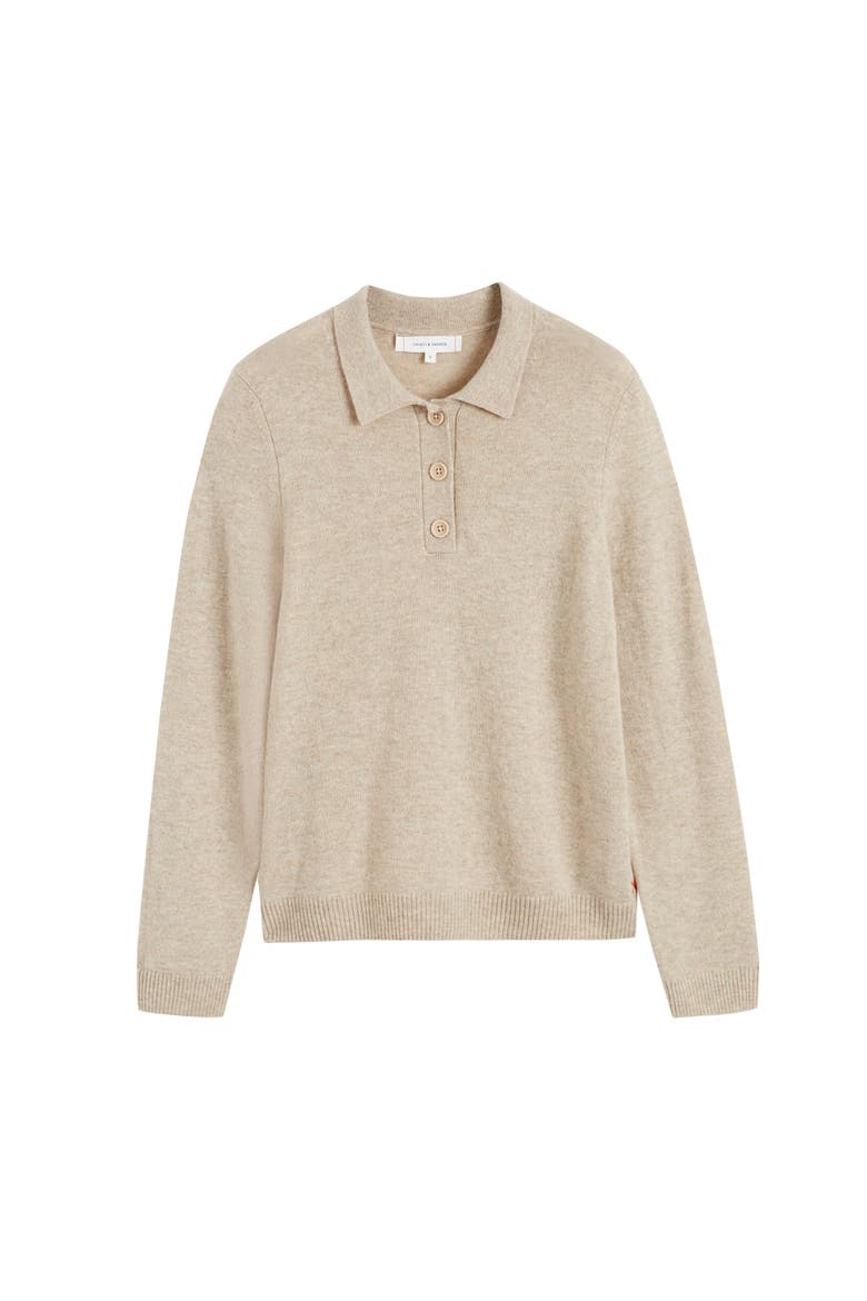 Wool Cashmere Polo Sweater, Alternate, color, Soft Oat
