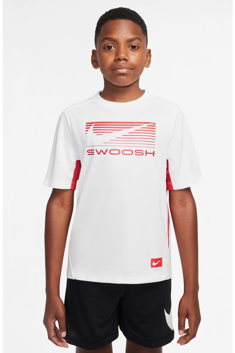 Kids' Dri-FIT Multi Graphic T-Shirt, Main, color, WHITE/ UNIVERSITY RED