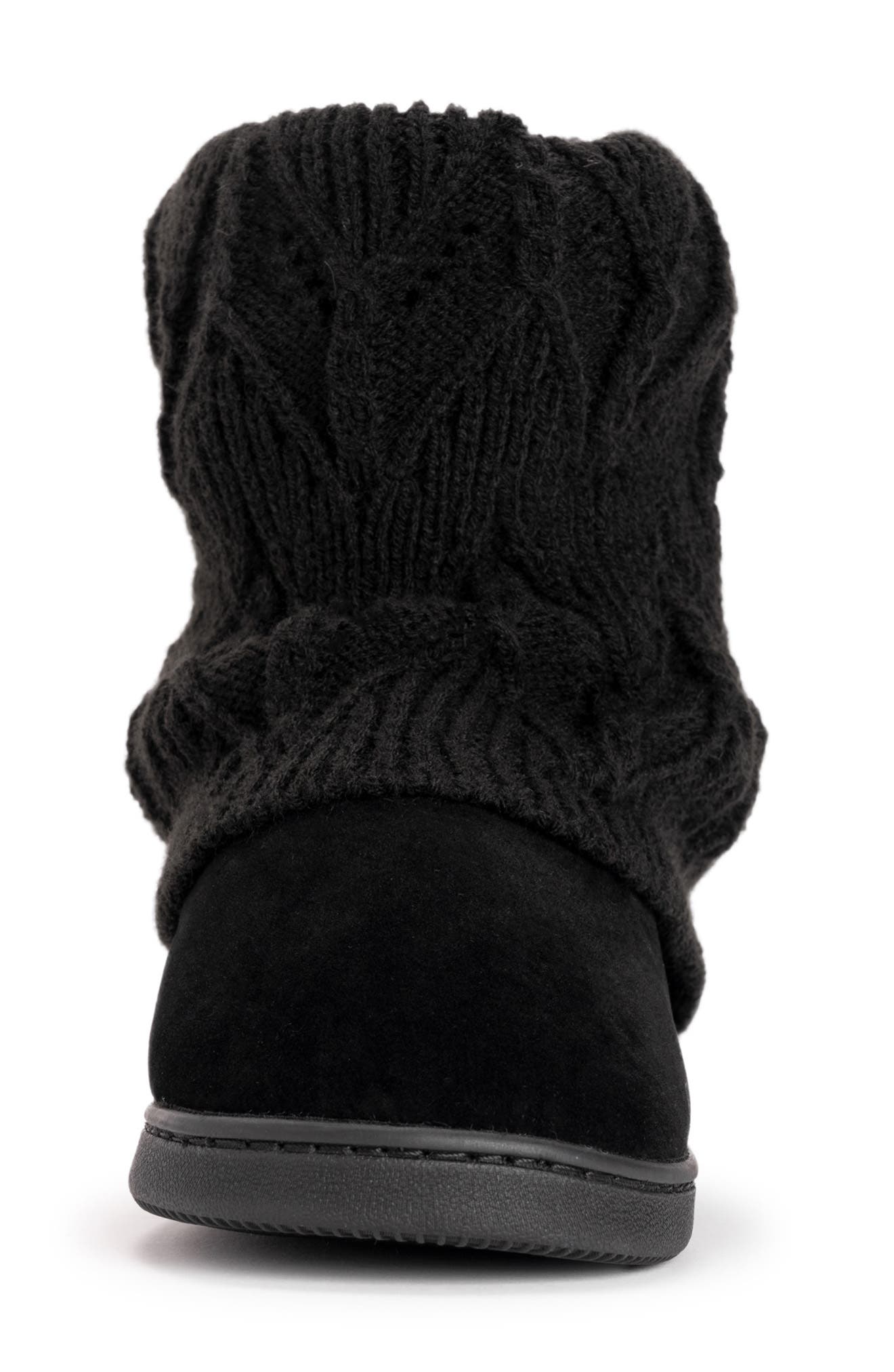 MUK LUKS Raquel Faux Fur Lined Indoor/Outdoor Bootie Slipper, Alternate, color, Black Black