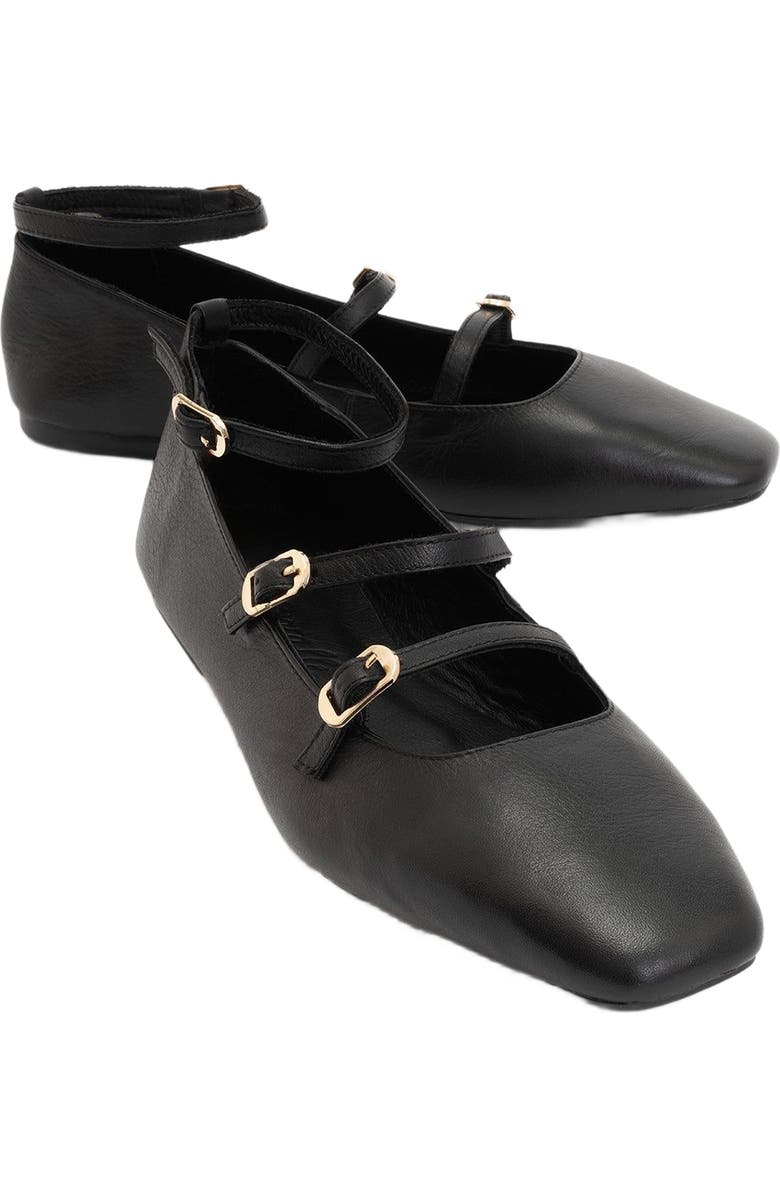 Forever & Always Shoes Serena Leather Mary Jane Flats, Alternate, color, Black Leather