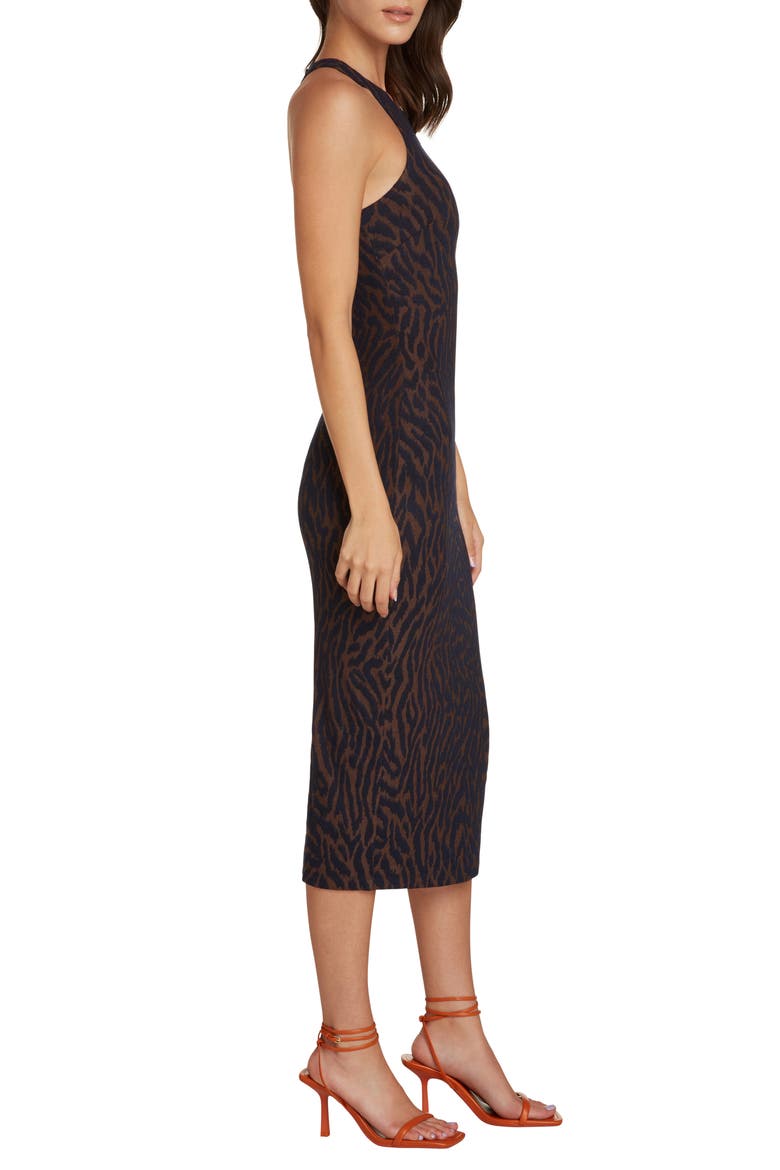 Kaia Animal Print Midi Dress, Alternate, color, MAHOGANY