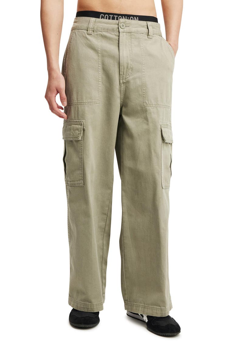 Men's Axel Super Baggy Cargo Pant, Main, color, Washed Military Herringbone