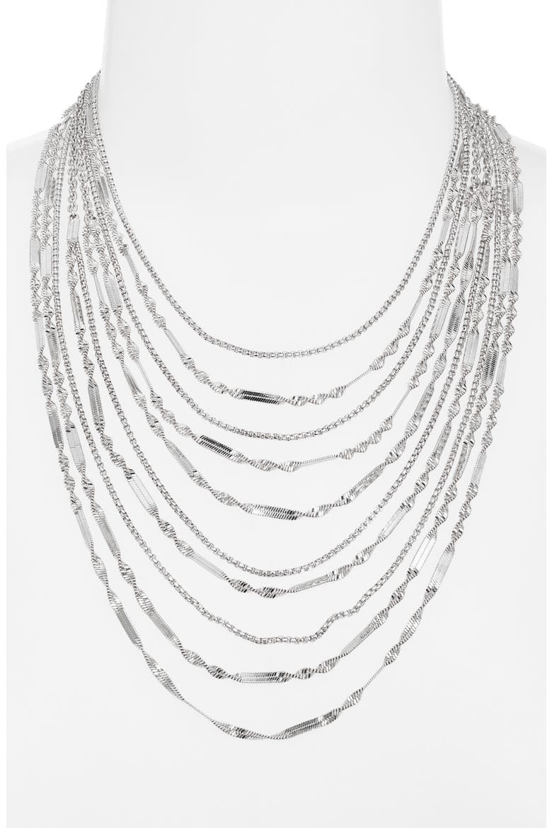Layered Chain Necklace, Alternate, color, SILVER
