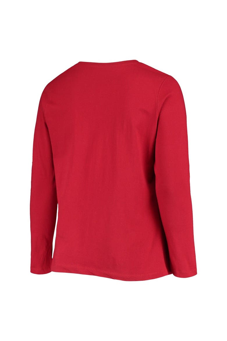 Women's Crimson Oklahoma Sooners Plus Size Campus Arch Logo 2-Hit Scoop Neck Long Sleeve T-Shirt, Alternate, color, Crimson