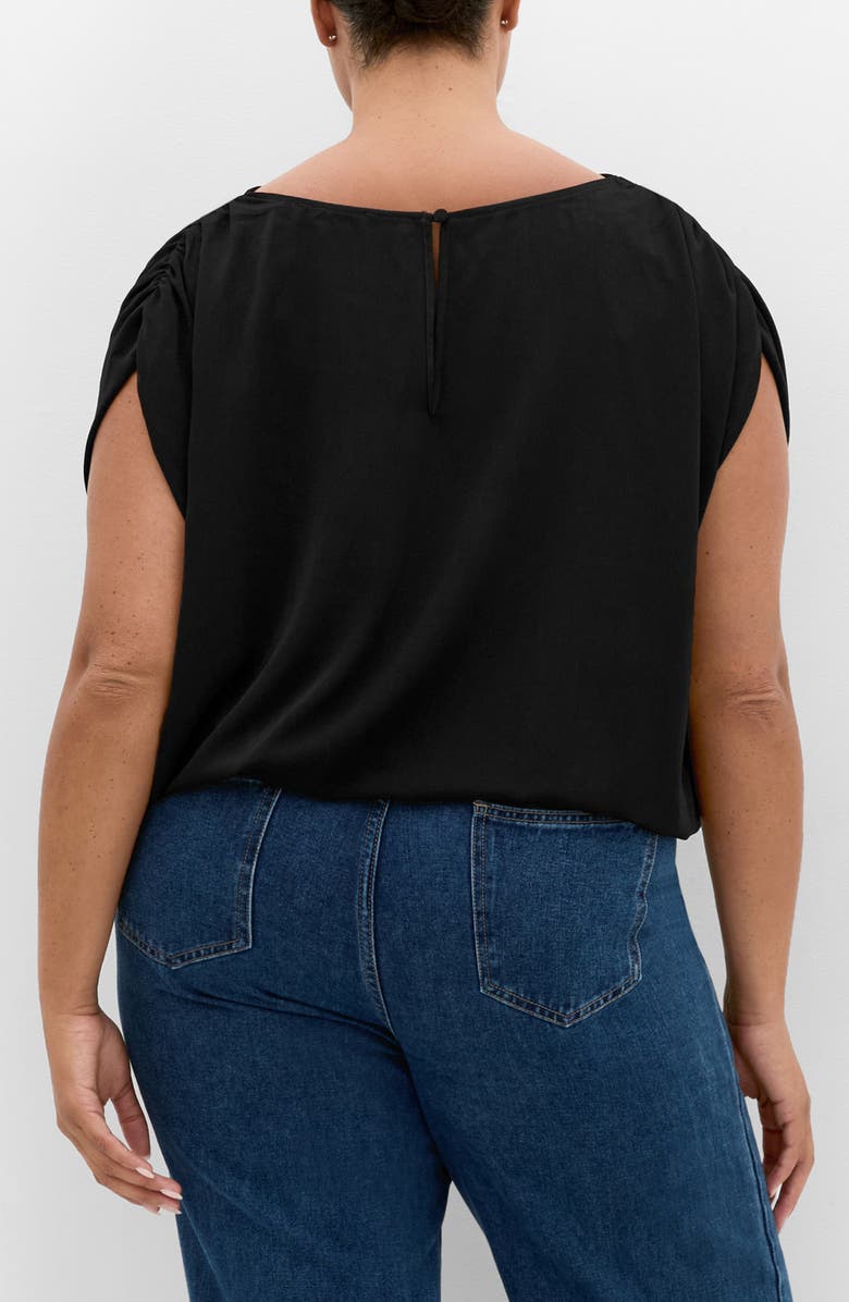 City Chic Elise Ruched Sleeve Drawstring Waist Top, Alternate, color, 