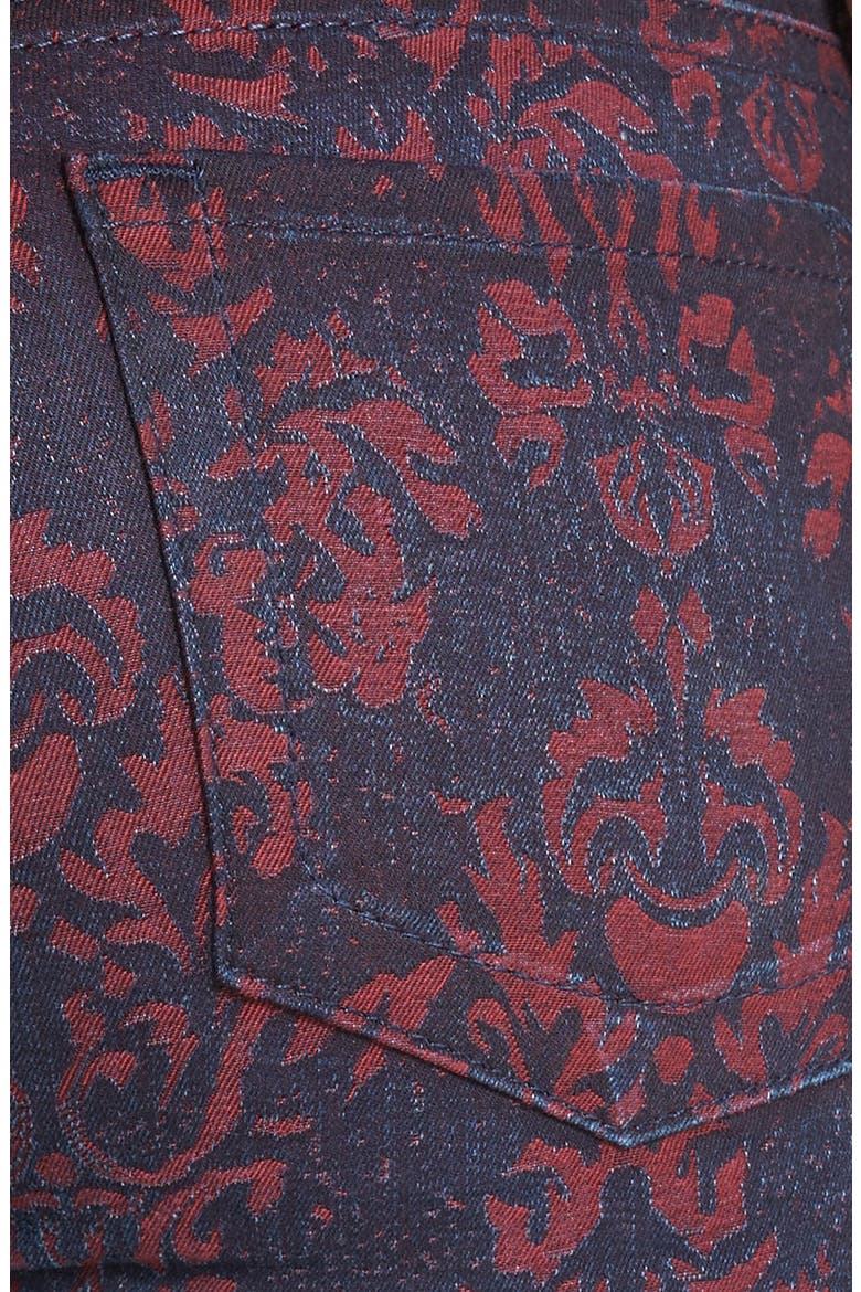 'Brigitte' Print Ankle Skinny Jeans, Alternate, color, WINE