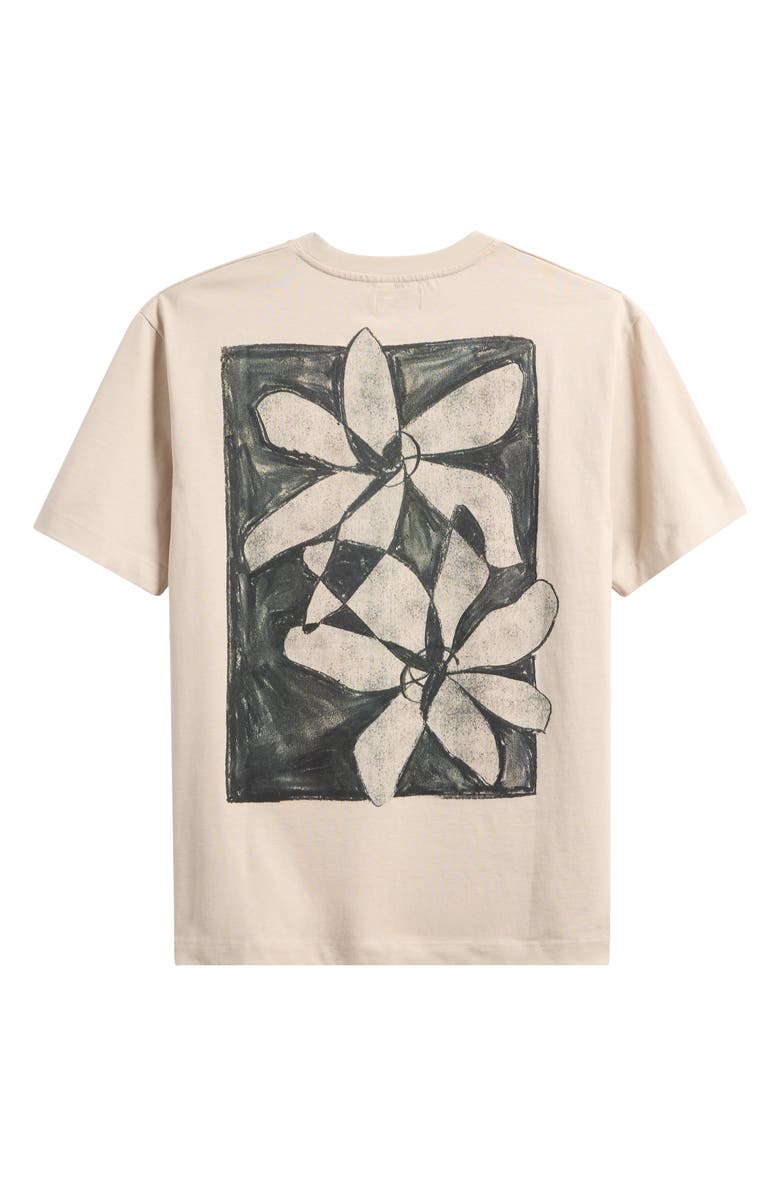 Topman Oversize Floral Graphic Cotton T-Shirt, Alternate, color, Stone
