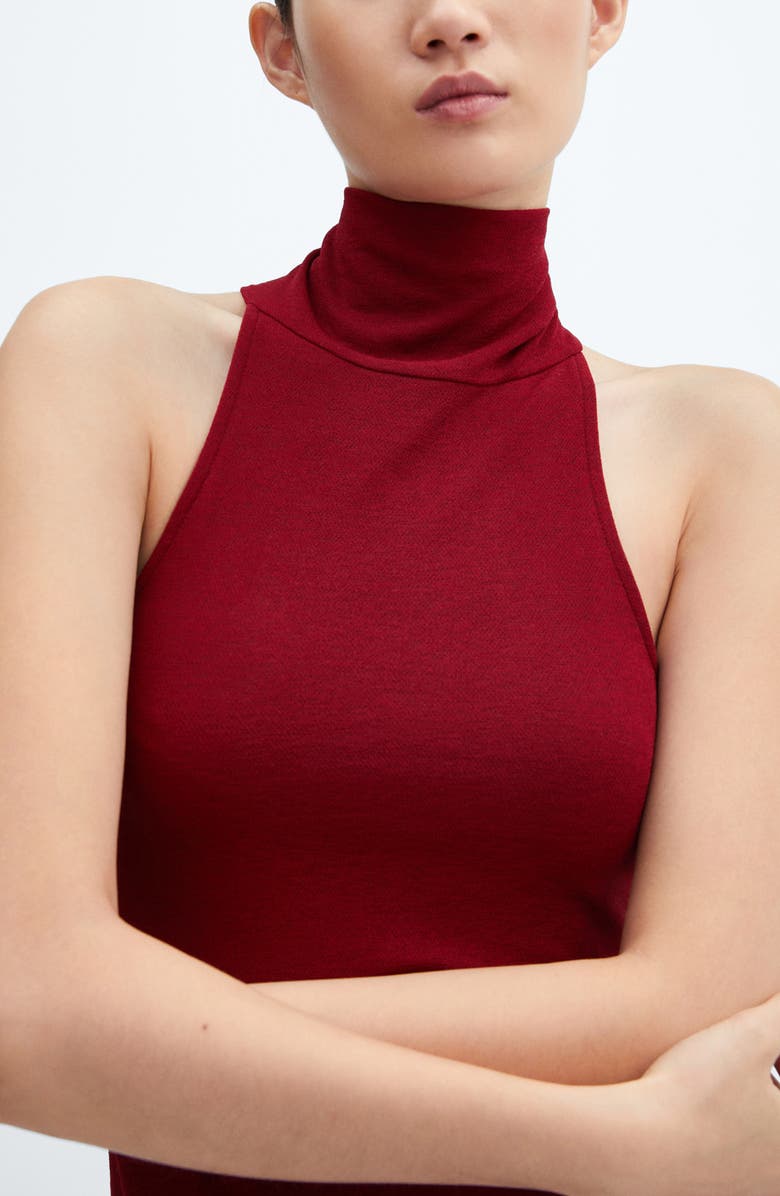 MANGO Turtleneck Sleeveless Midi Dress, Alternate, color,