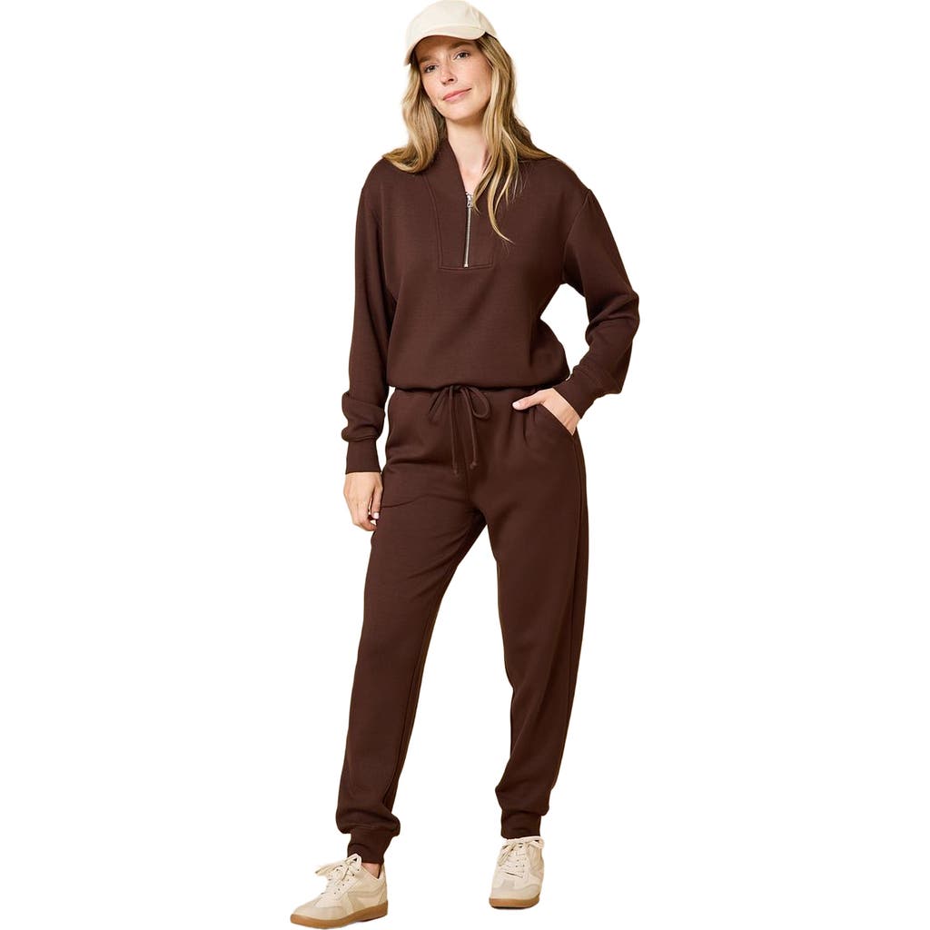 Softies Athleisure DreamTech 1/4 Zip Jogger Set in Espresso  product