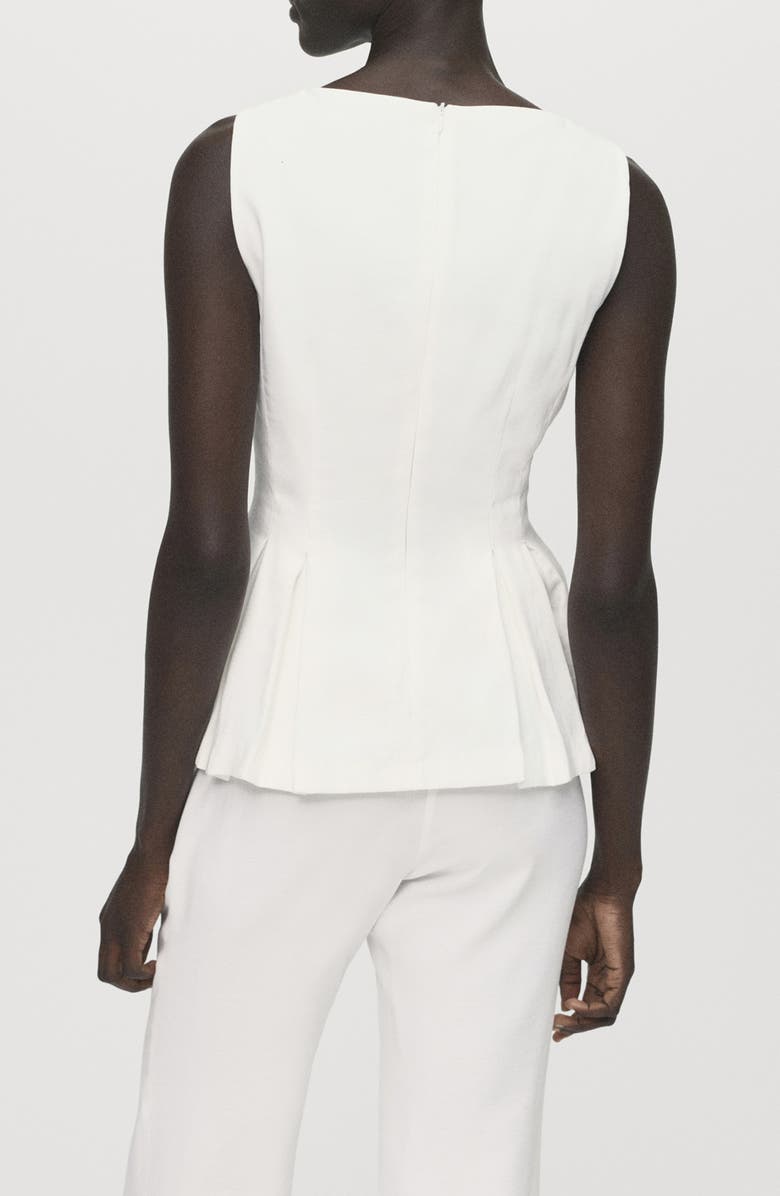 MANGO Sleeveless Peplum Top, Alternate, color, White