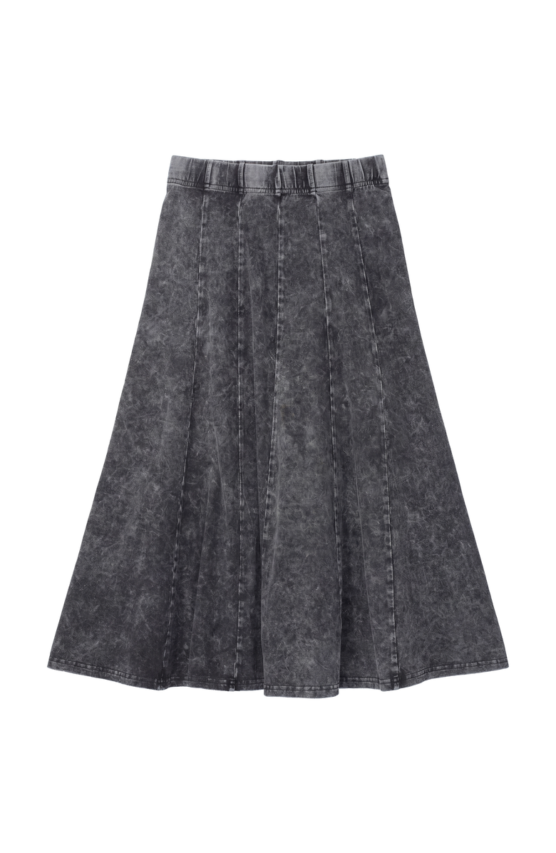 5 Stars Washed Panelled Elastic Waist Midi Skirt, Main, color, Black Wash