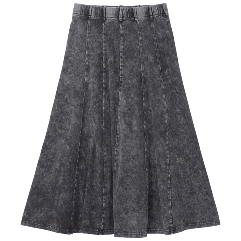 Washed Panelled Elastic Waist Midi Skirt (Big Kid)