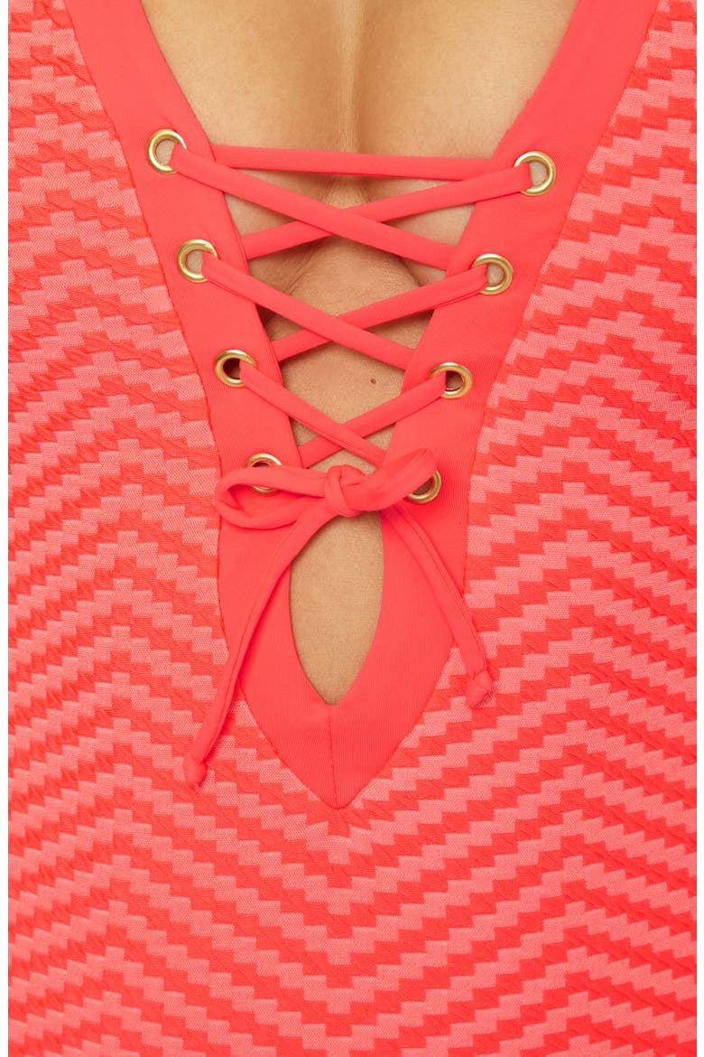 Connect Plunge One-Piece Swimsuit, Alternate, color, DRAGON FIRE