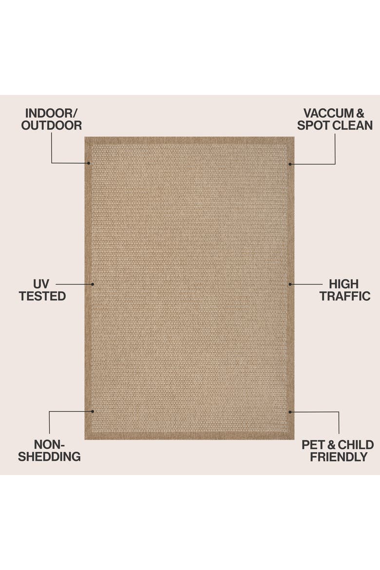 Maxine Easy Jute Contemporary Border Boho Fine Rib Weave Indoor/Outdoor Area Rug, Alternate, color, Beige