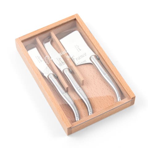 3 Piece Mini Cheese Utensil Set in Wood Box with Acrylic Lid