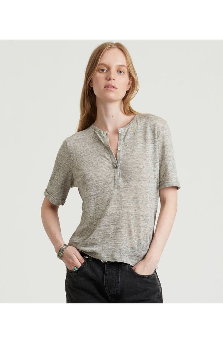 Fortela Charlie Henley Linen Jersey T-Shirt, Alternate, color, Grey