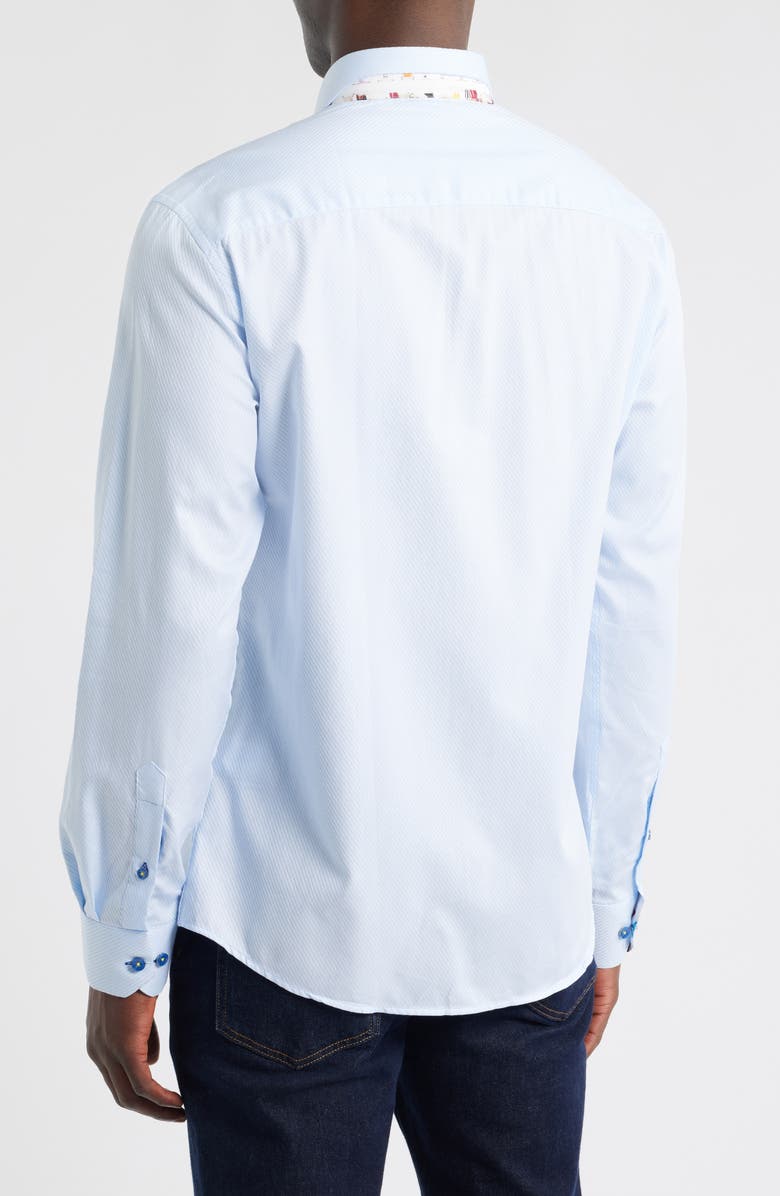 Siragusa Pinstripe Printed Silk Trim Dress Shirt, Alternate, color, Blue