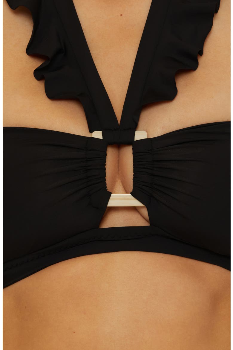 Buckle Up Bandeau Bikini Top, Alternate, color, BLACK