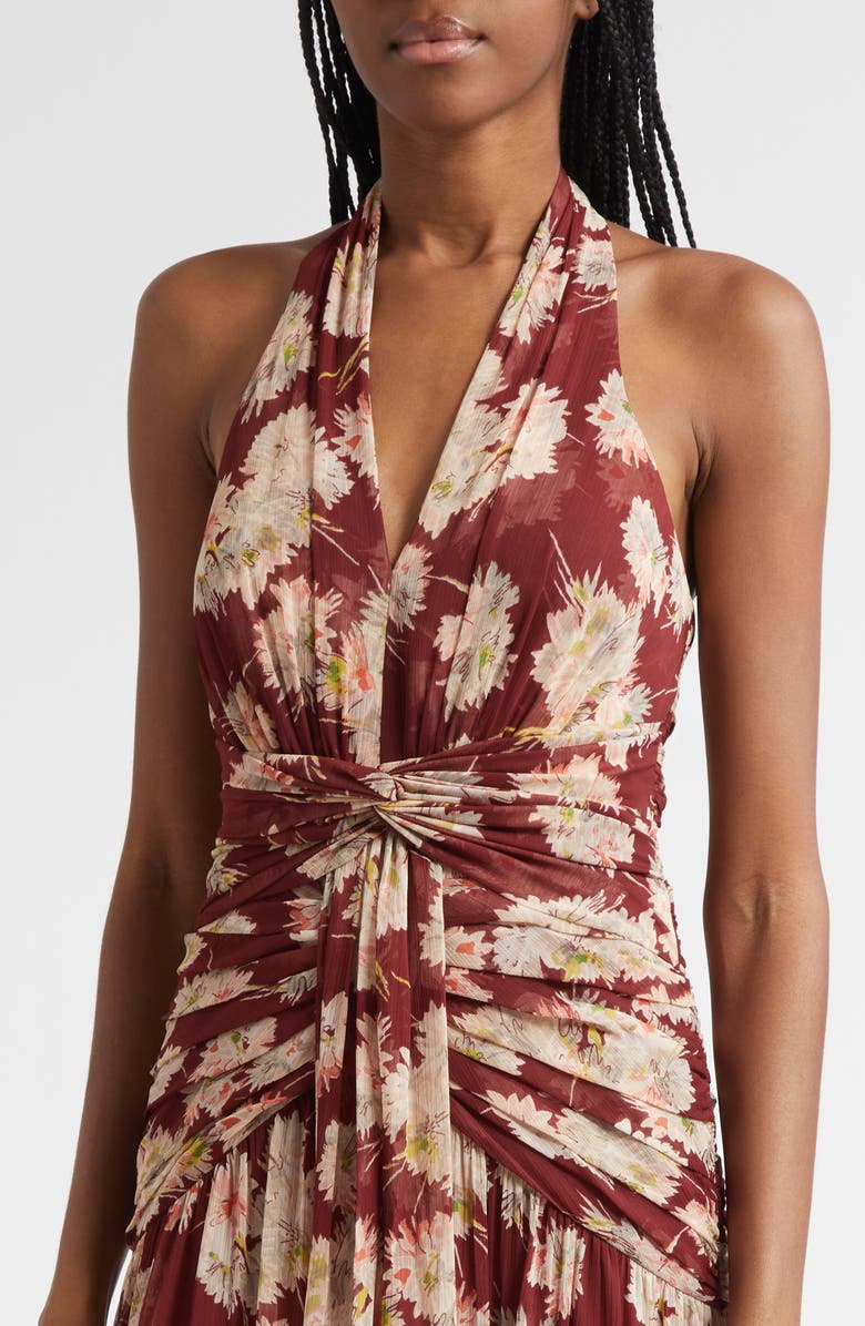 Cinq à Sept Mae Bouquet Floral Print Halter Dress, Alternate, color, Wineberry Multi