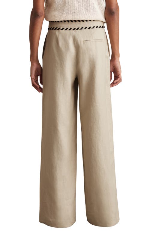 Reiss Fawn High-rise Whipstitch Linen Trousers In Neutral