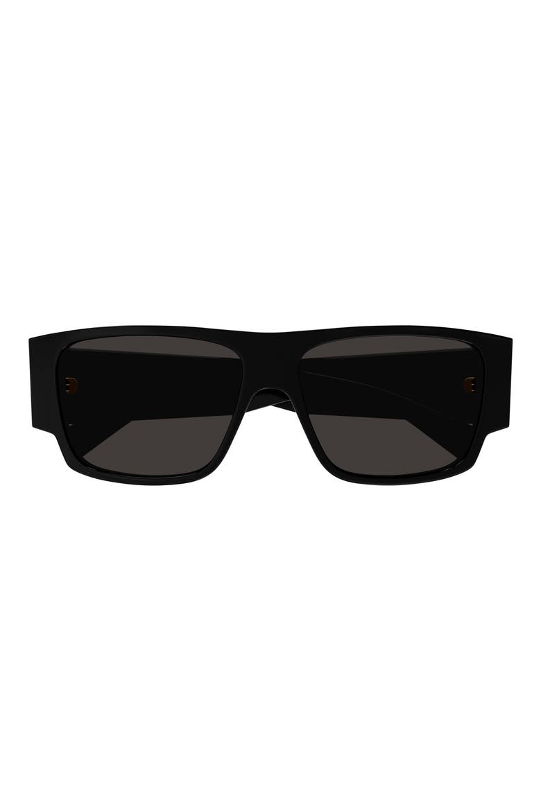 57mm Square Sunglasses, Main, color, BLACK