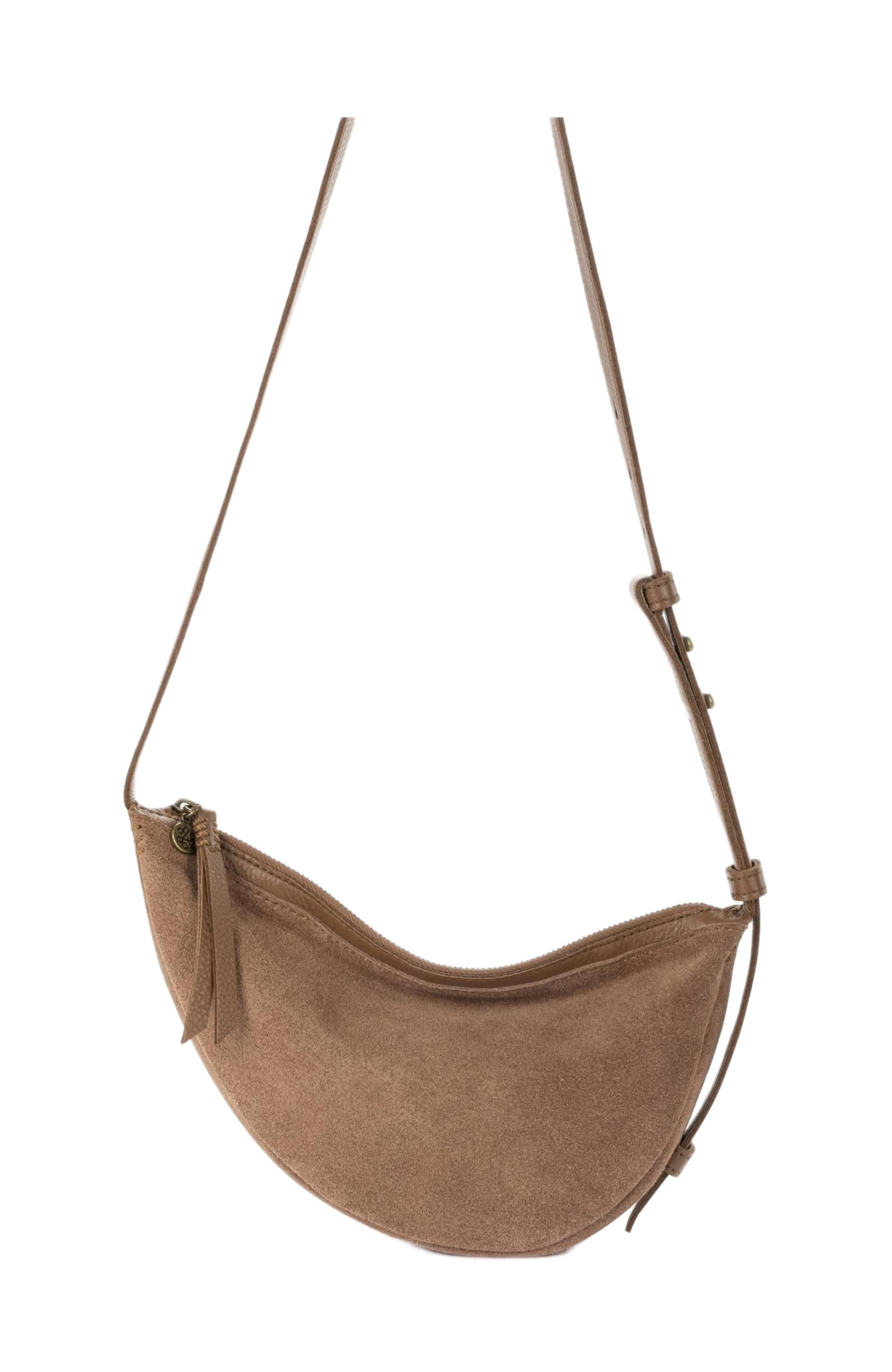 Tess Sling Leather Bag, Alternate, color, Tobacco Suede