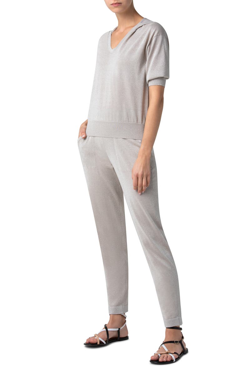 Akris Metallic Silk & Organic Cotton Hooded Sweater, Alternate, color, 