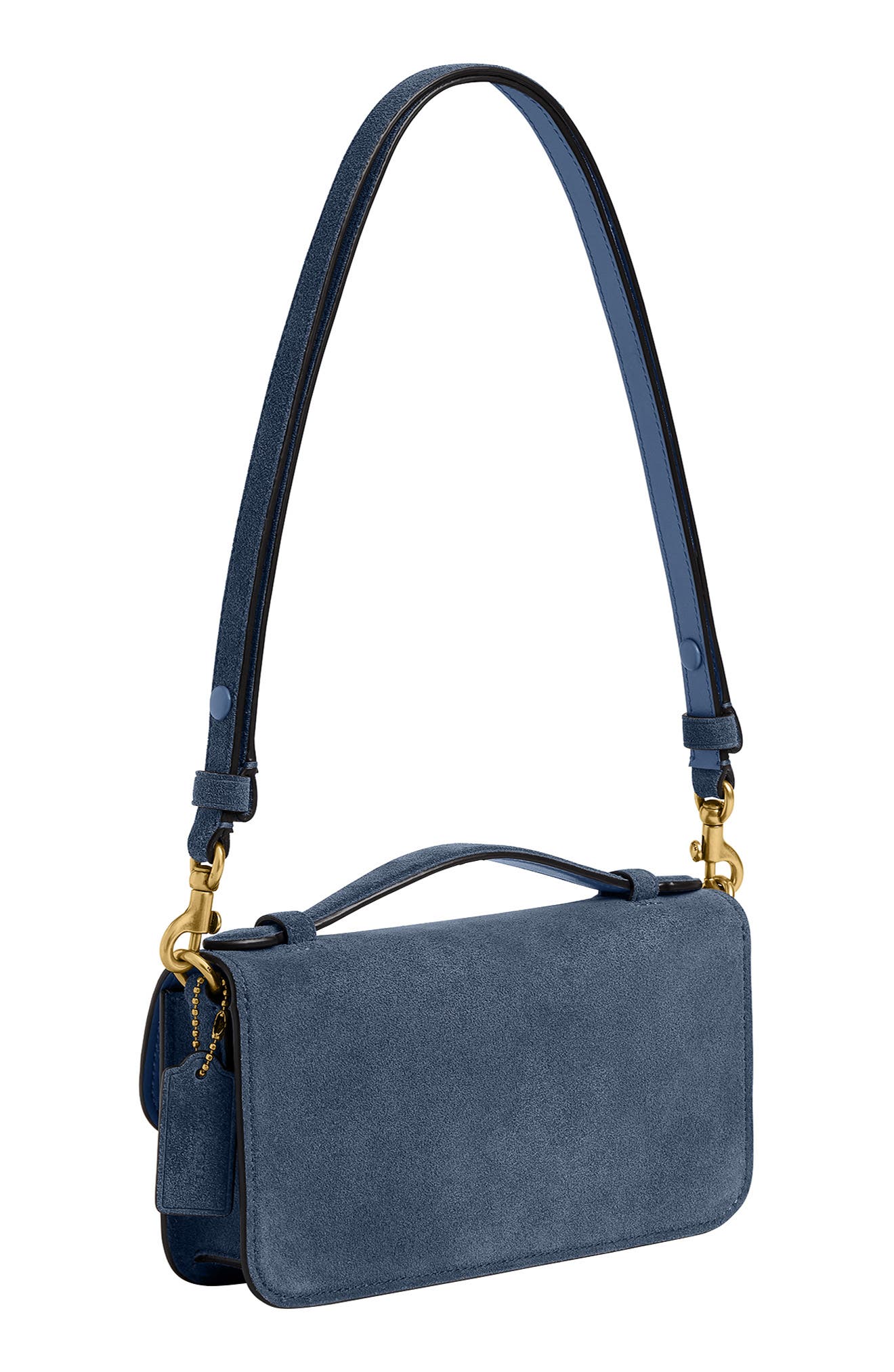 COACH Elora Suede Top Handle Bag, Alternate, color, B4/ Light Denim