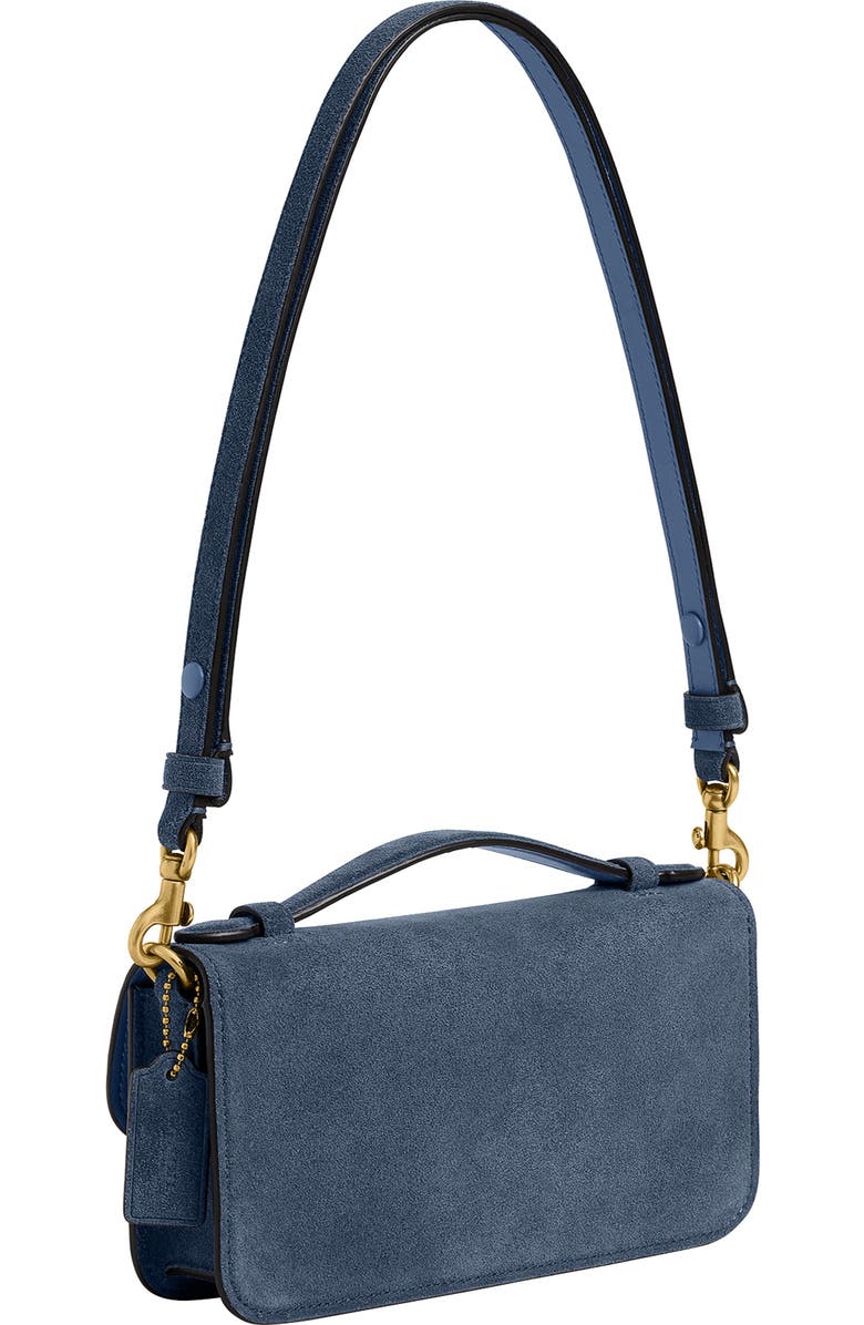 COACH Elora Suede Top Handle Bag, Alternate, color, B4/ Light Denim
