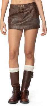 EDIKTED Pax Faux Leather Miniskirt
