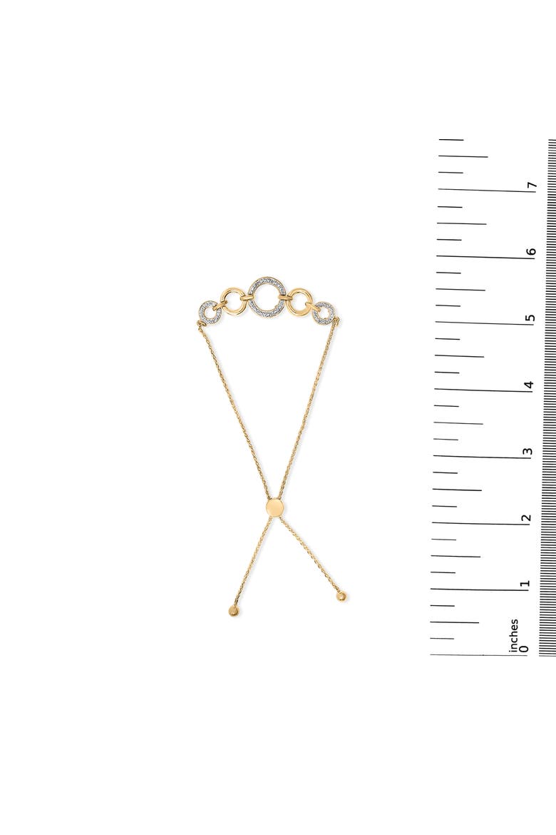 14K Yellow Gold Plated .925 Sterling Silver 1/10 Cttw Diamond Infinity Loop Adjustable Bolo Tennis Bracelet, Alternate, color, Yellow Gold over Silver