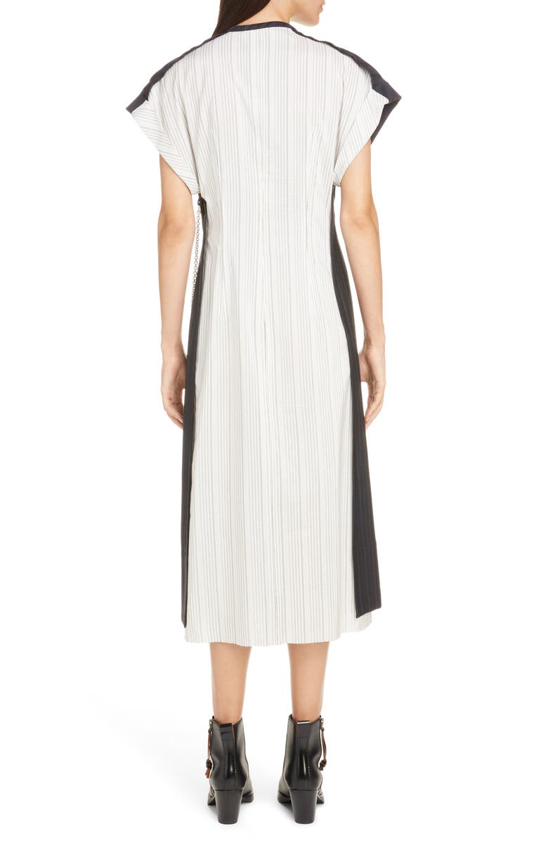 Acne Studios Di Chain Detail Pinstripe Midi Dress, Alternate, color, 