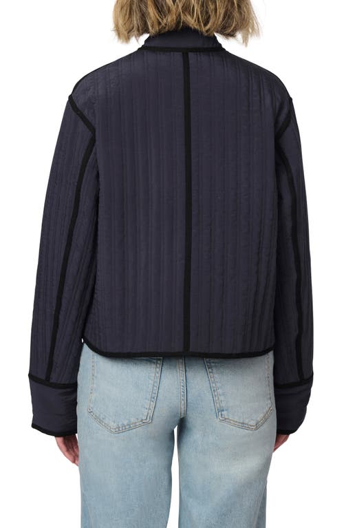 Shop Bernardo Textured Quilted Button-up Jacket In Navy/black