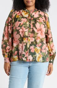 Vince Camuto Floral Raglan Sleeve Top