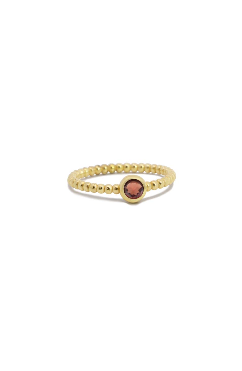 The Lovery Fine Jewelry Gold Beaded Garnet Ring, Main, color, Garnet