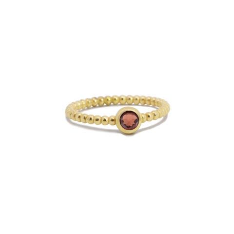 Gold Beaded Garnet Ring