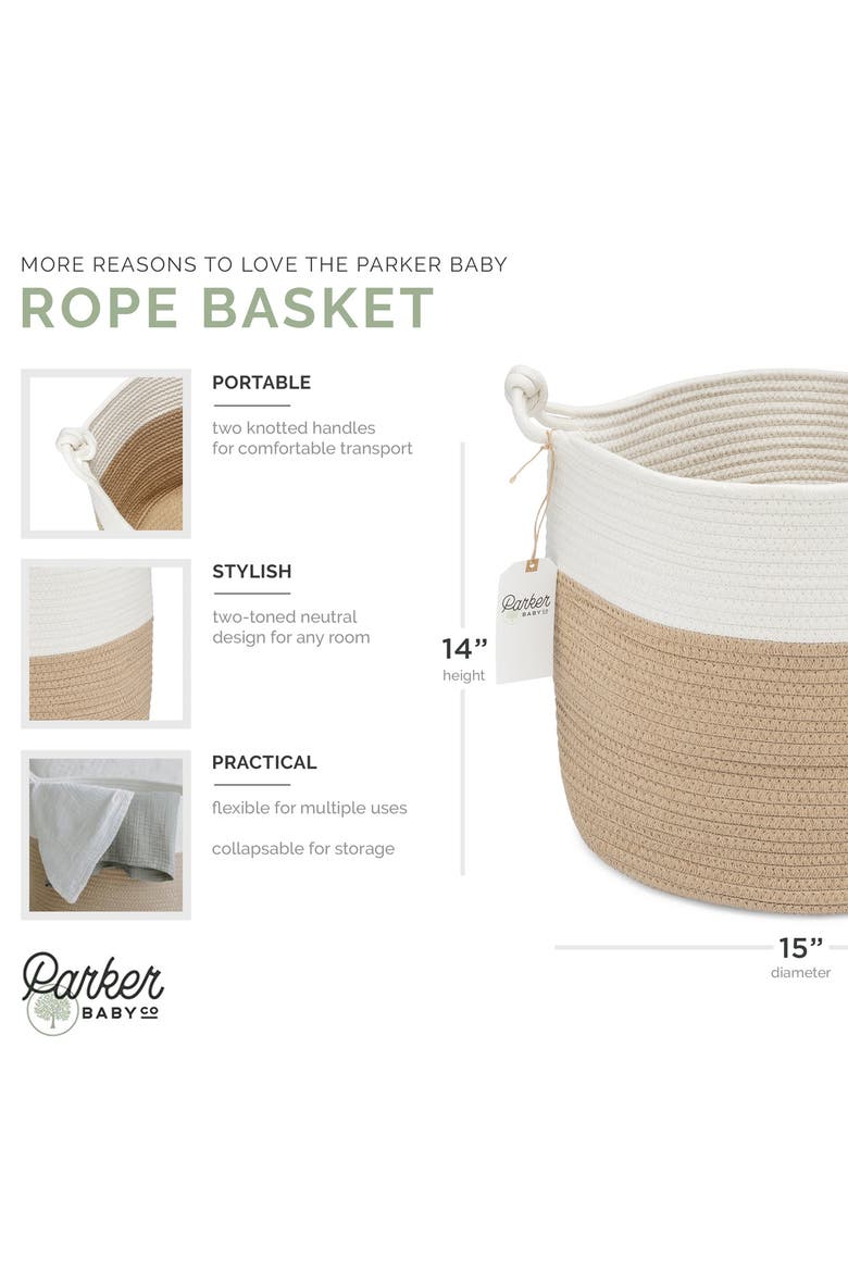 Rope Storage Basket, Alternate, color, Brown and White