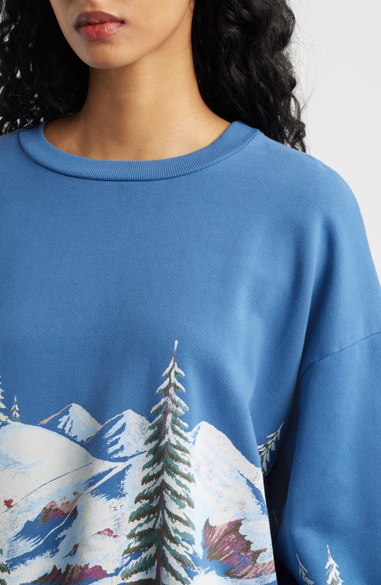 Daydreamer Alpine Scene Oversize Cotton Graphic Sweatshirt, Alternate, color, Denim