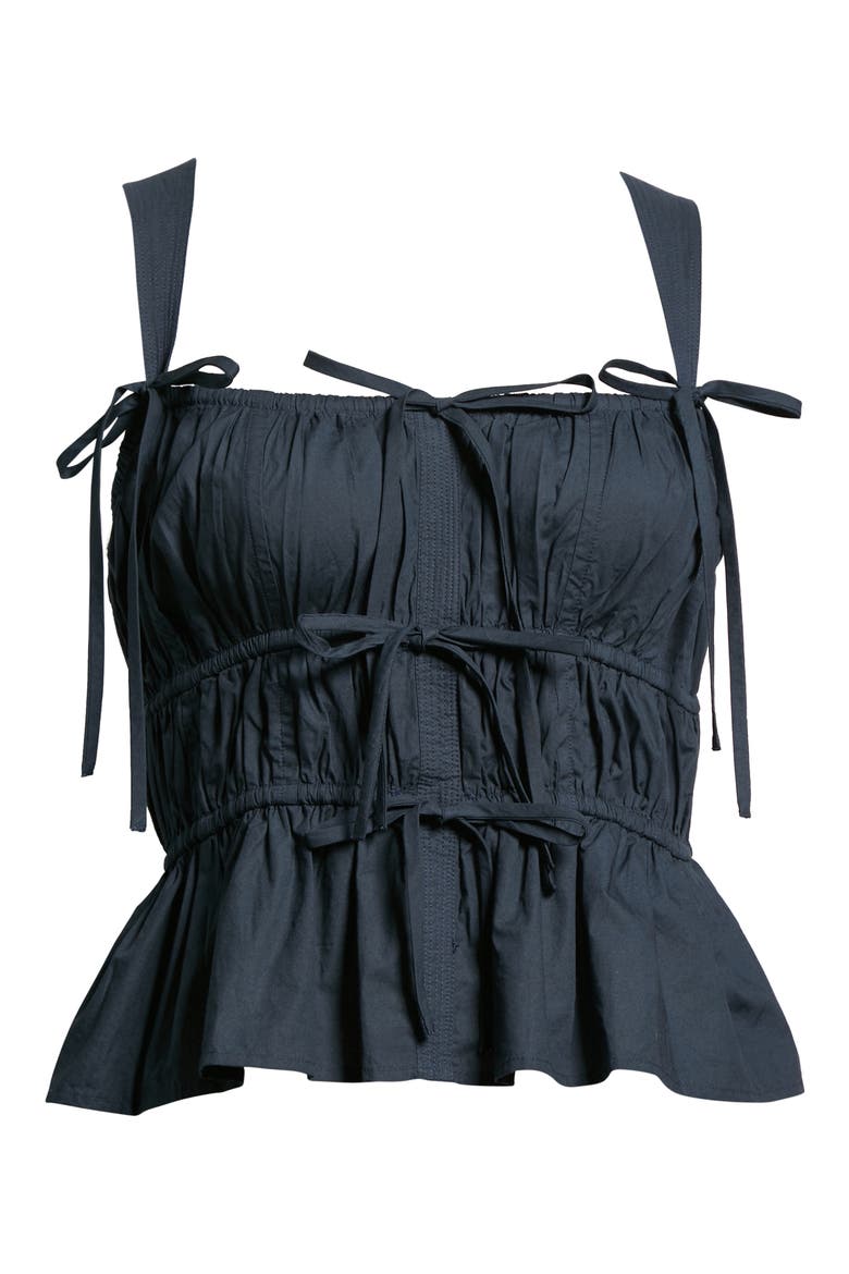 Lulu Bow Front Cotton Peplum Tank, Alternate, color, SALUTE