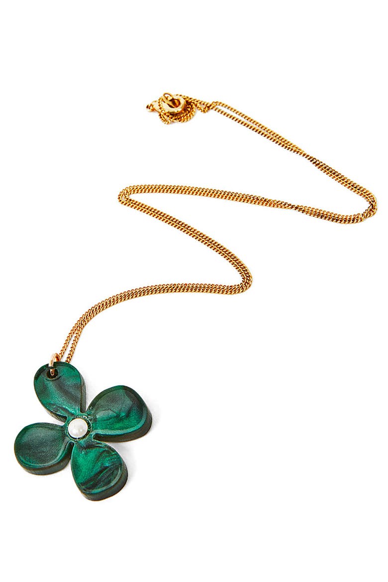 Daisy Pendant Necklace - Emerald Pearl, Alternate, color, Emerald Pearl