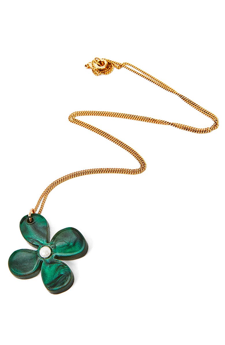 Toolally Daisy Pendant Necklace - Emerald Pearl, Alternate, color, Emerald Pearl