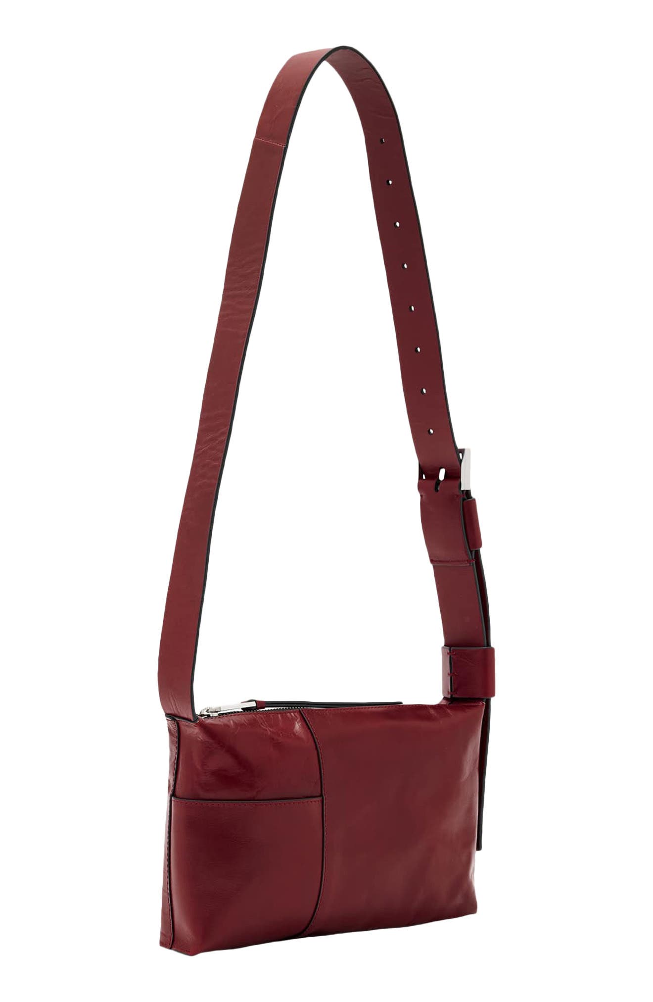 Alba Shine Leather Crossbody Bag, Alternate, color, GARNET RED