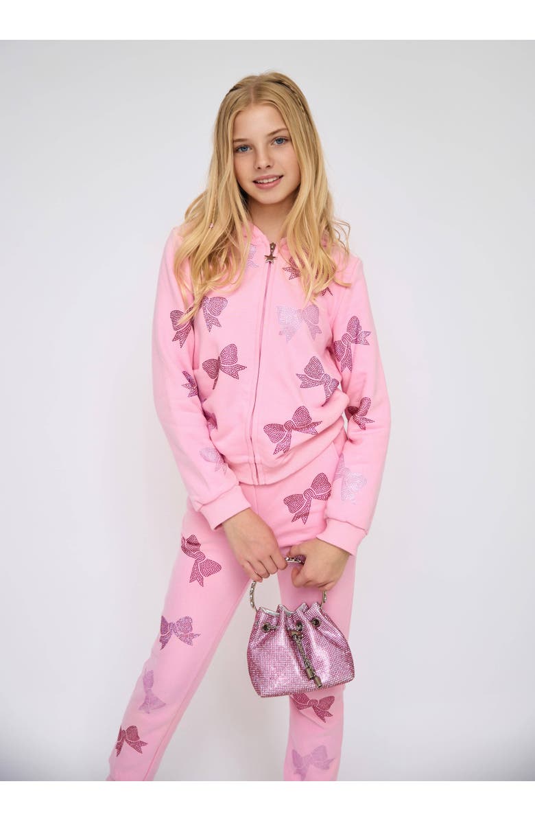 Lola + The Boys Crystal Bow Jogger Set, Alternate, color, Pink
