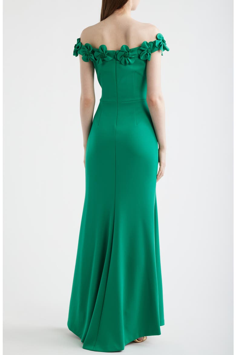 3D Floral Off the Shoulder Gown, Alternate, color, GREEN
