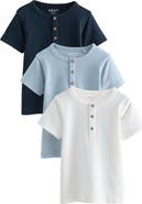 NEXT Kids' Assorted 3-Pack Textured Henley T-Shirts