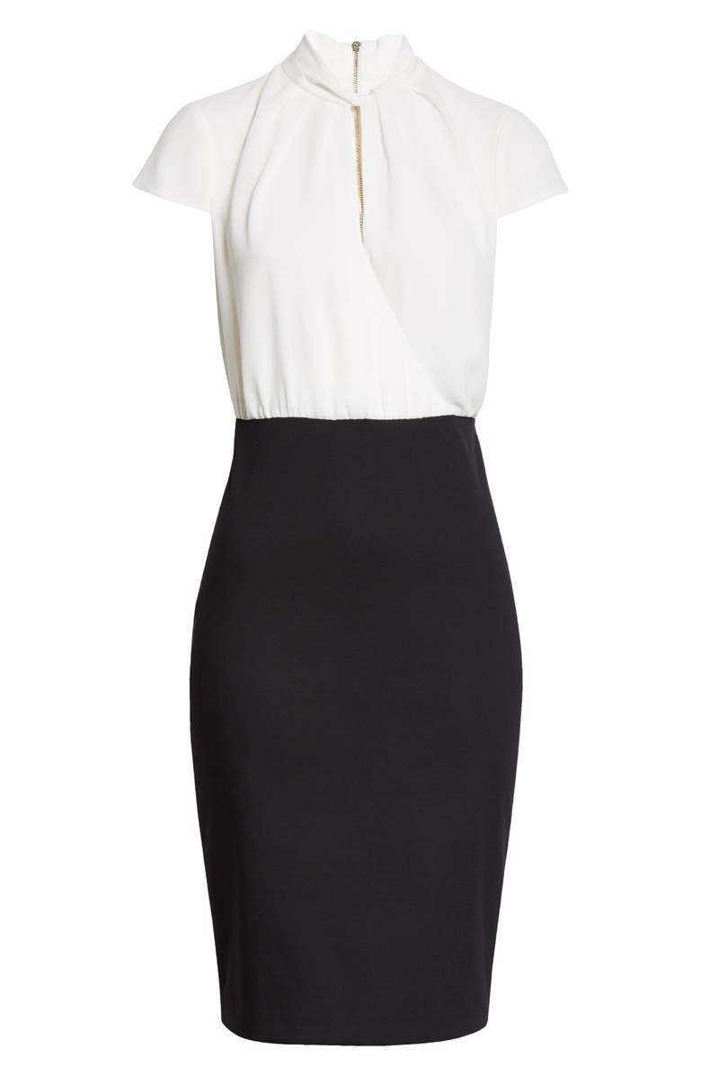 Ted Baker London Daylla Two-Tone Mock Neck Pencil Dress, Alternate, color,