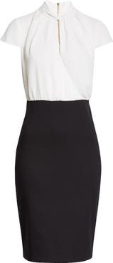 Ted Baker London Daylla Two-Tone Mock Neck Pencil Dress