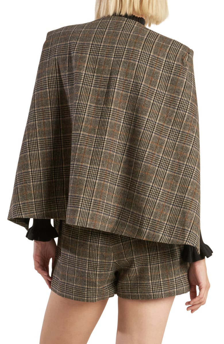 FREEMARKET Plaid Woven Capelet, Alternate, color, Brown/Black
