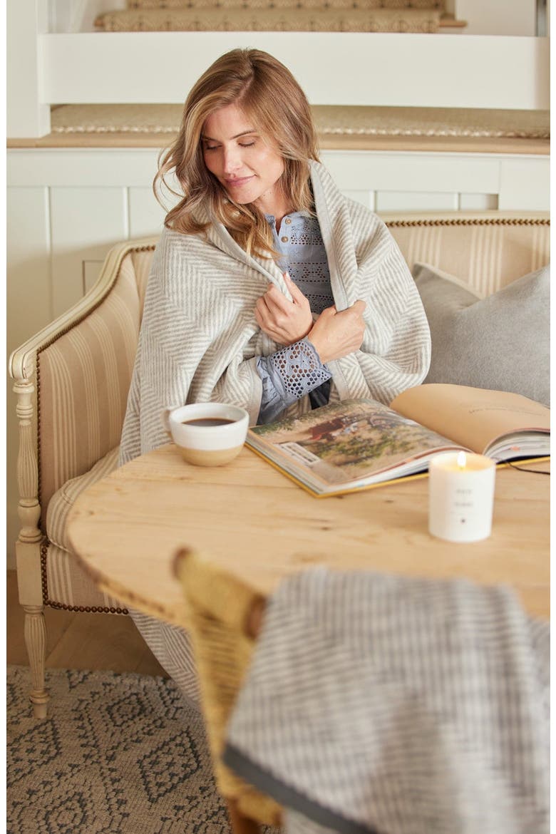 Harborview Herringbone Throw Blanket, Alternate, color, LIGHT GREY